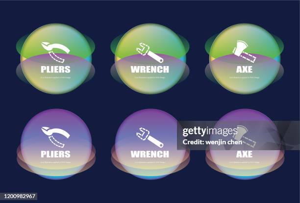 hardware tools,pliers,wrench,axe, vector icon. - tomahawk stock illustrations