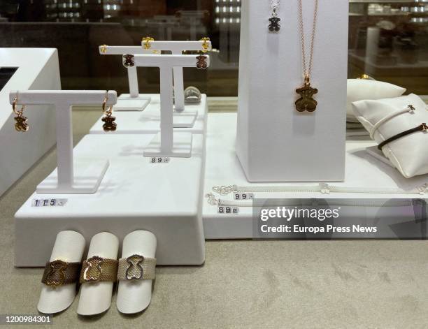 Rings, earrings, necklaces and bracelets at the interior of a Tous store in Madrid on the same day it became known that the National Audience is...