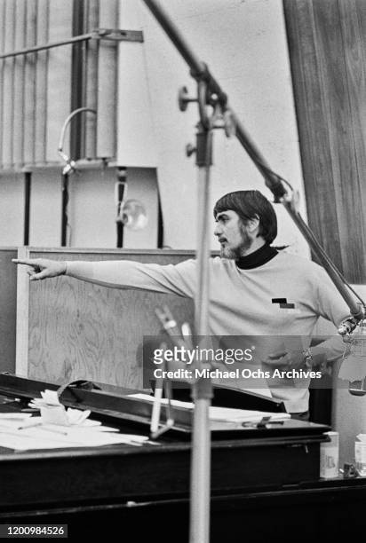 American recording engineer and producer Tom Dowd at a recording session of Aretha Franklin's studio album 'This Girl's in Love with You' at Atlantic...