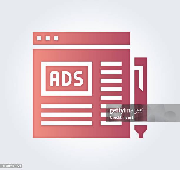 programmatic advertising gradient & fill color icon design - dashboard ui stock illustrations