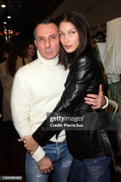 Bella Hadid is seen with Designer Alexandre Vauthier backstage after the Alexandre Vauthier Haute Couture Spring/Summer 2020 show as part of Paris...