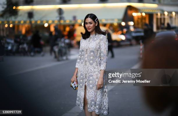Araya Hargate before Ralph & Russo on January 20, 2020 in Paris, France.