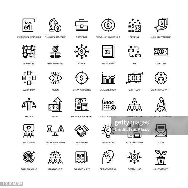 business management icon set - frank rich stock illustrations