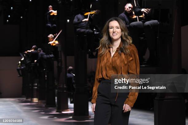 Clare Waight Keller on the runway for the finale of the Givenchy Haute Couture Spring/Summer 2020 show as part of Paris Fashion Week on January 21,...