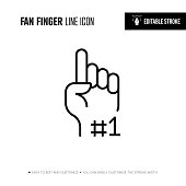 Fun Finger Line Icon - Editable Stroke