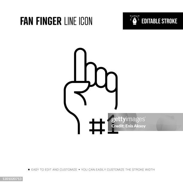 fun finger line icon - editable stroke - fan enthusiast stock illustrations