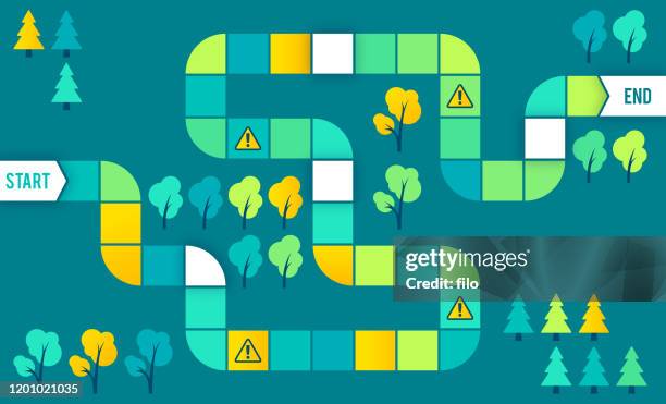 stockillustraties, clipart, cartoons en iconen met doolhof bordspel puzzel stappen proces - het einde