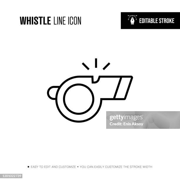 whistle line icon - bearbeitbarer strich - whistle stock-grafiken, -clipart, -cartoons und -symbole