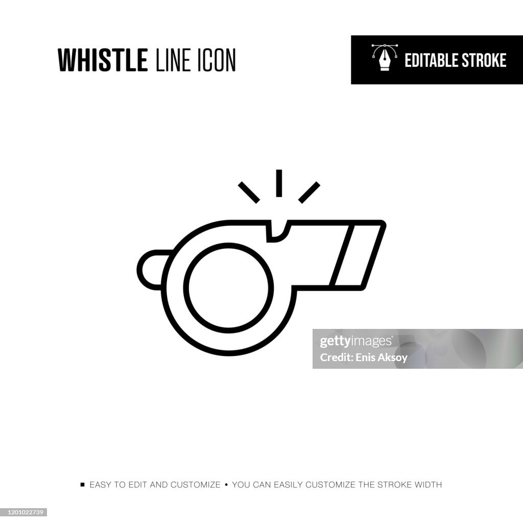 Whistle Line Icon - Editable Stroke