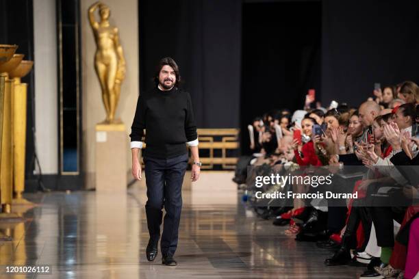 Fashion designer Stephane Rolland walks the runway during the Stephane Rolland Haute Couture Spring/Summer 2020 show as part of Paris Fashion Week on...