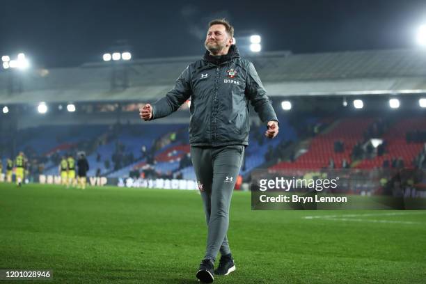 Ralph Hasenhuttl, manager of Southampton celebrates with the fans at full-time during the Premier League match between Crystal Palace and Southampton...