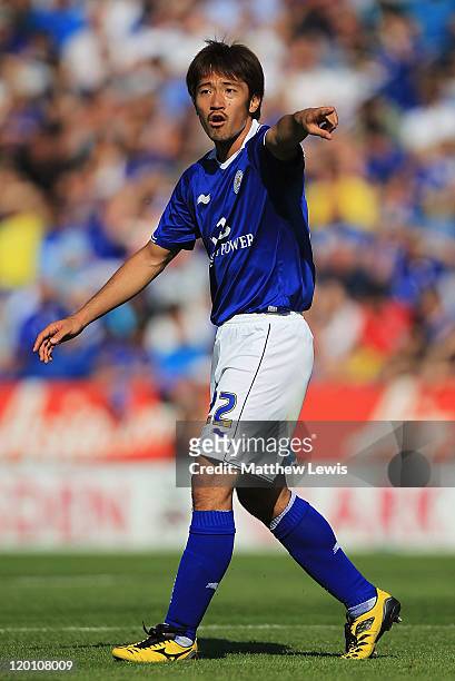 Yuki Abe of Leicester City in action during the Pre-Season Friendly match between Leicester City and Real Madrid at The King Power Stadium on July...