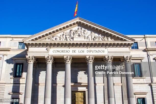 palacio de las cortes, madrid, spain - parliament stock pictures, royalty-free photos & images