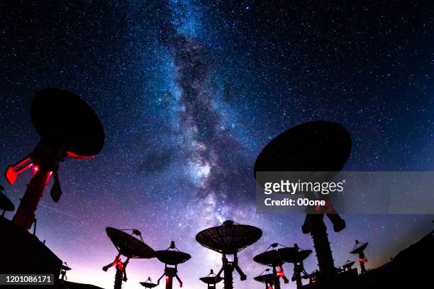 nevels van galaxy - satellite dish stockfoto's en -beelden