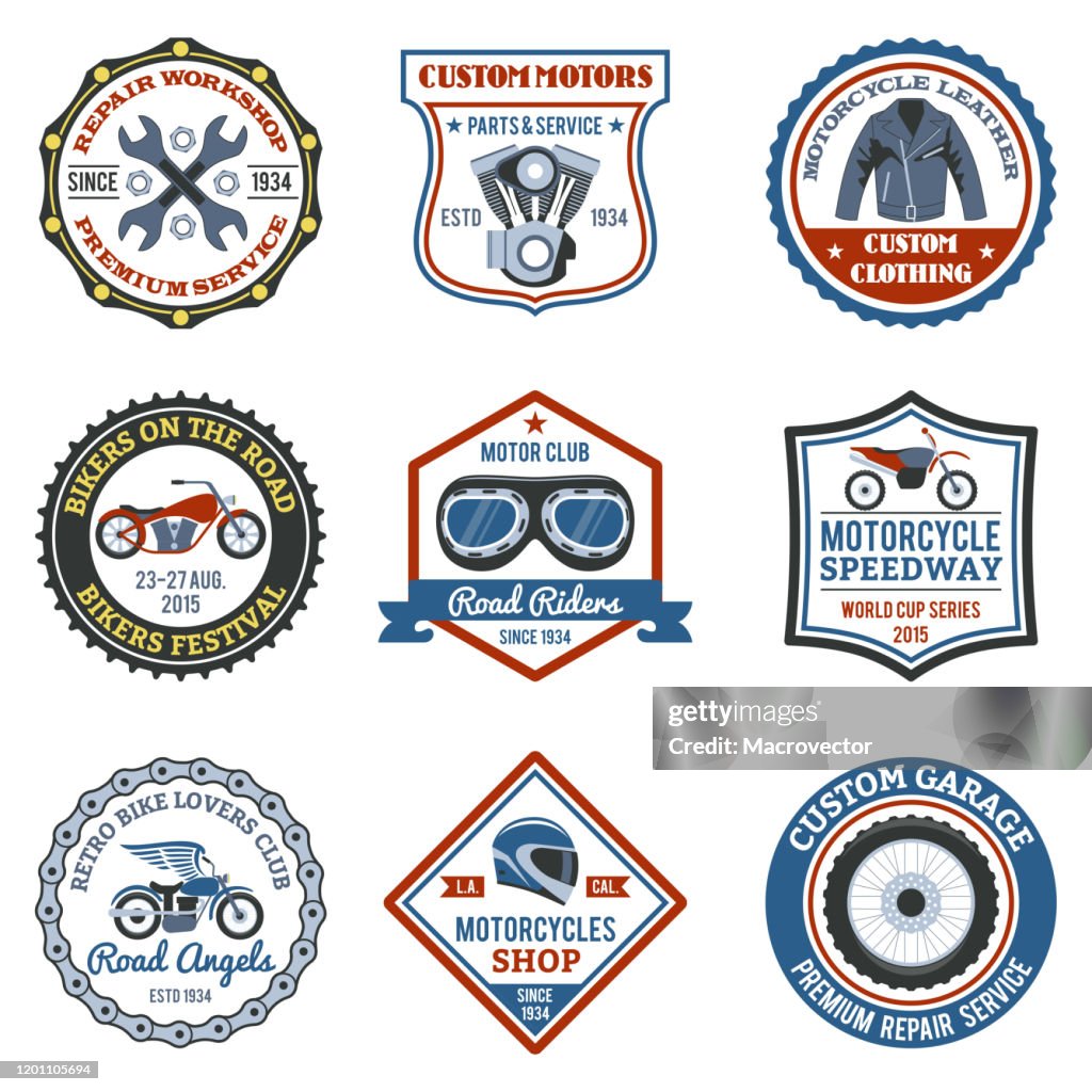 Motorcycle Labels Colored High-Res Vector Graphic - Getty Images