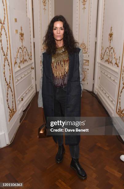 Hedvig Opshaug attends the Jiri Kalfar front row and after party during London Fashion Week February 2020 at No 11 Carlton House Terrace on February...