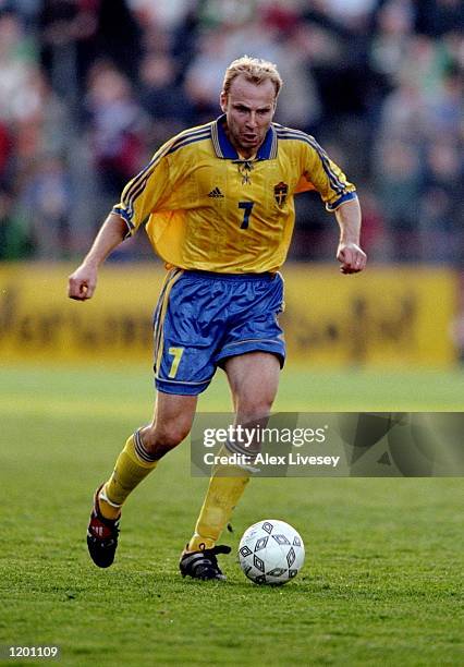 Hakan Mild of Sweden on the ball against the Republic of Ireland in the International Friendly at Lansdowne Road in Dublin, Ireland. Ireland won 2-0....