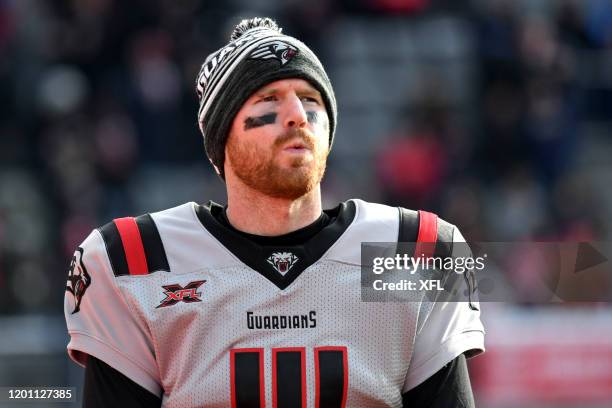 Matt McGloin of the New York Guardians in the third quarter of the game against the DC Defenders at Audi Field on February 15, 2020 in Washington, DC.
