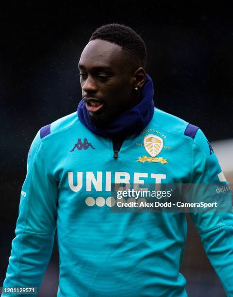 Leeds United's Jean-Kevin Augustin warms up during the Sky Bet Championship match between Leeds United and Bristol City at Elland Road on February...