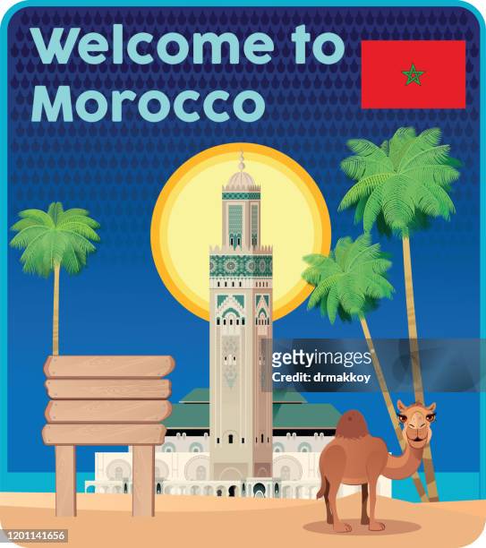 hassan ii moschee, casablanca, marokko - casablanca morocco stock-grafiken, -clipart, -cartoons und -symbole