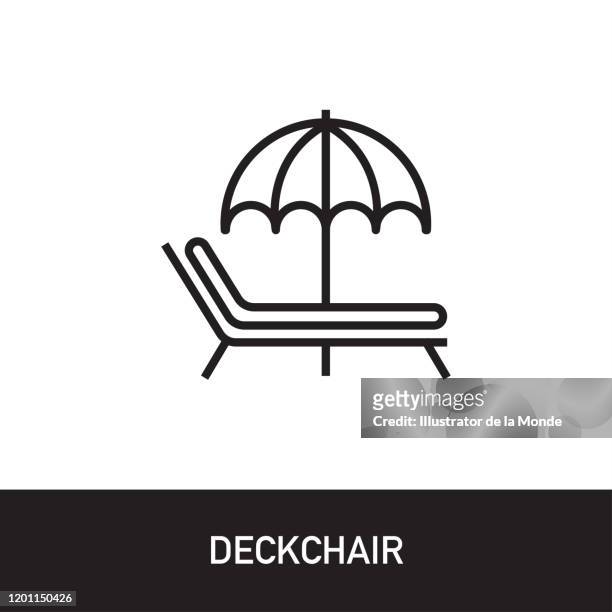 deckchair outline icon design - reclining chair stock illustrations