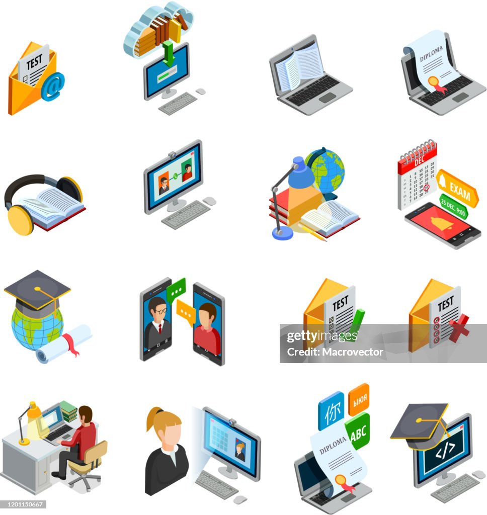 Learning Isometric Vector Elearning Isometric High-Res Vector Graphic - Getty Images