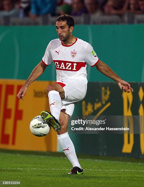 Cristian Molinaro of Stuttgart runs with the ball during the DFB Pokal first round match between SV Wehen-Wiesbaden and VfB Stuttgart at Brita Arena...