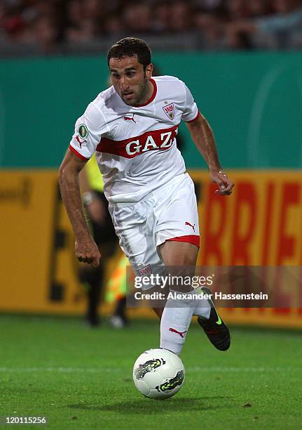 Cristian Molinaro of Stuttgart runs with the ball during the DFB Pokal first round match between SV Wehen-Wiesbaden and VfB Stuttgart at Brita Arena...