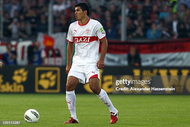 Francisco Javier Rodríguez-Maza of Stuttgart runs with the ball during the DFB Pokal first round match between SV Wehen-Wiesbaden and VfB Stuttgart...