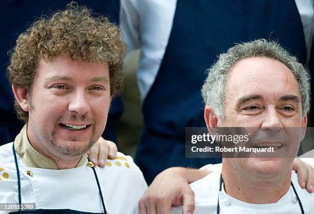 Chef Albert Adria and brother Ferran Adria attend a press conference on the last day for restaurant El Bulli before closing its door on July 30, 2011...