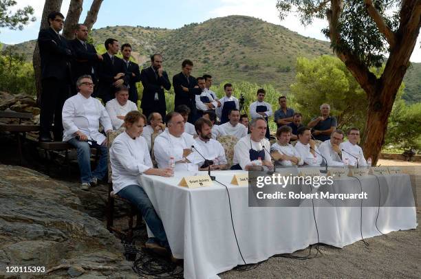 Chef Ferran Adria gives a press conference on the last day for restaurant El Bulli before closing its door on July 30, 2011 in Girona, Spain. After...