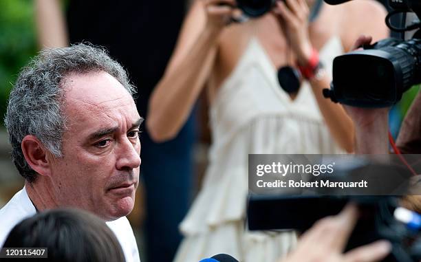 Chef Ferran Adria gives a press conference on the last day for restaurant El Bulli before closing its door on July 30, 2011 in Girona, Spain. After...