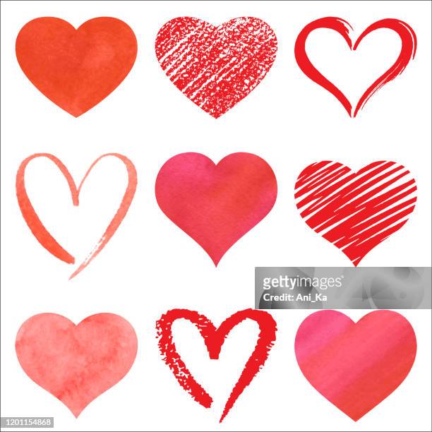 ilustrações de stock, clip art, desenhos animados e ícones de set of vector hearts - heart