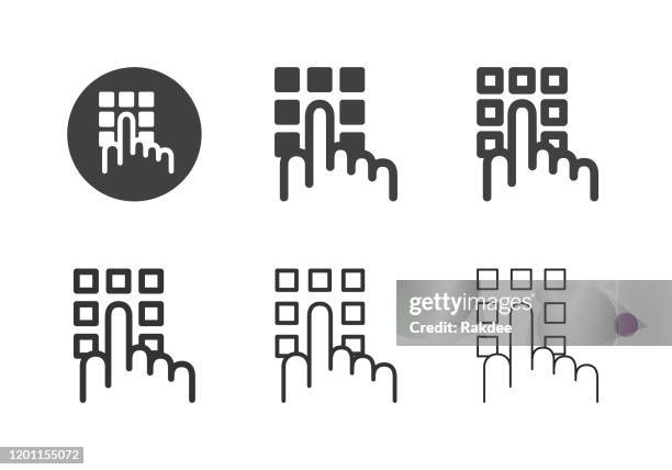 passcode icons - multi series - login button stock illustrations