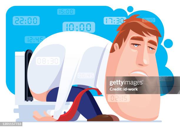 man worrying while sitting on toilet bowl - men sitting on the toilet stock illustrations
