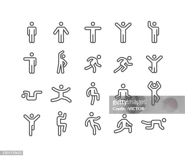 action icons - classic line series - moving activity stock illustrations