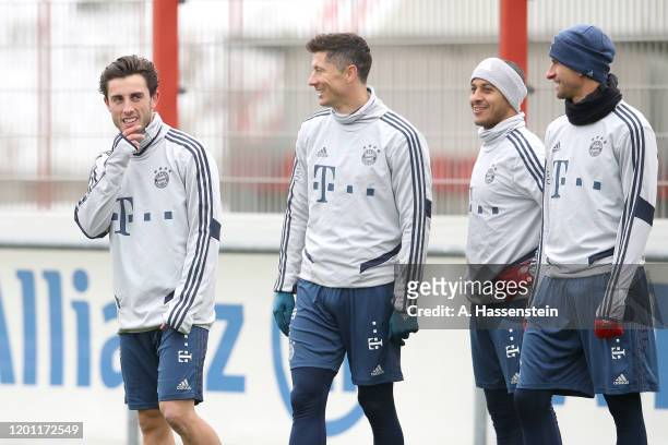 Alvaro Odriozola of FC Bayern Muenchen looks on during a training session at Saebener Strasse training ground on January 22, 2020 in Munich, Germany.