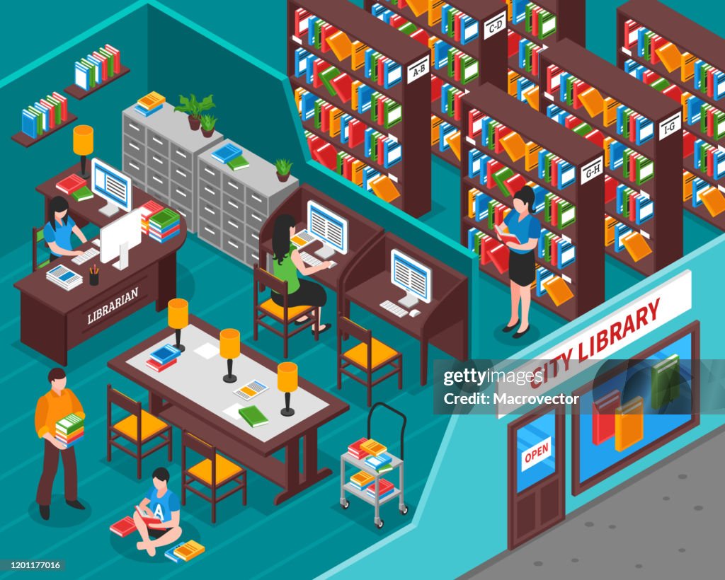 Library Isometric High-Res Vector Graphic - Getty Images
