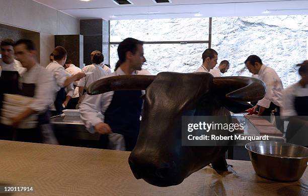 El Bulli kitchen staff prepare the last meal for restaurant El Bulli before closing it's door on July 30, 2011 in Girona, Spain. After repeatedly...