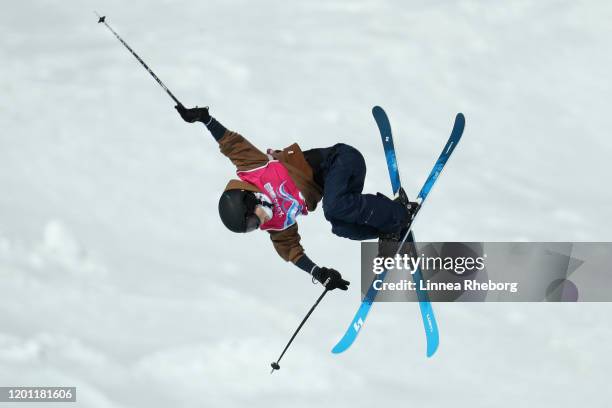 Stepan Hudecek of Czech Republic competes in Men’s Freeski Big Air Final Run 2 in freestyle skiing during day 13 of the Lausanne 2020 Winter Youth...