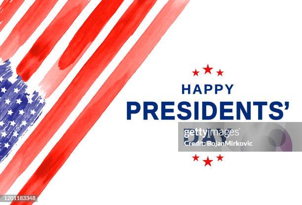 ilustraciones, imágenes clip art, dibujos animados e iconos de stock de día de los presidentes. acuarela bandera de ee.uu. vector - presidents day