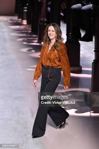 Fashion designer Clare Waight Keller walks the runway during the Givenchy Haute Couture Spring/Summer 2020 fashion show as part of Paris Fashion Week...