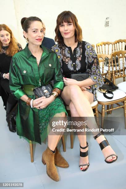 Audrey Dana and Marina Hands attend the Elie Saab Haute Couture Spring/Summer 2020 show as part of Paris Fashion Week on January 22, 2020 in Paris,...