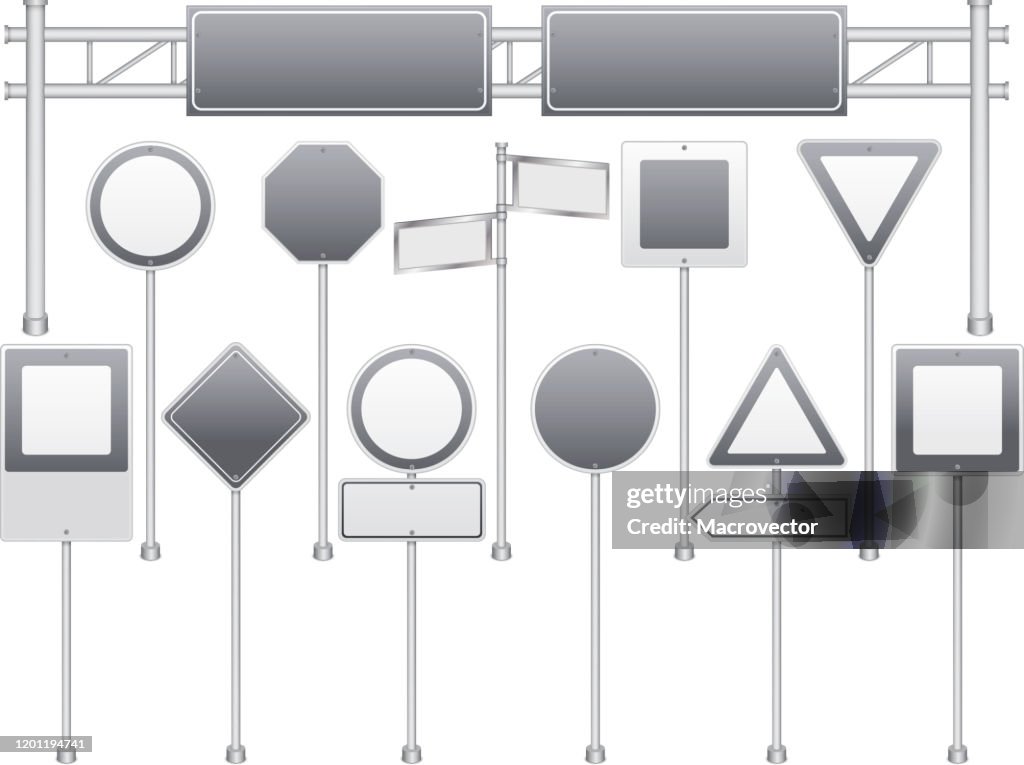 Sign Relistic Realistic Blank Road Signs Set High-Res Vector Graphic - Getty Images
