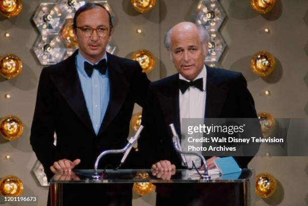 Los Angeles, CA Neil Simon, Norman Lear presenting on the ABC tv special 'The Second Annual Comedy Awards'.