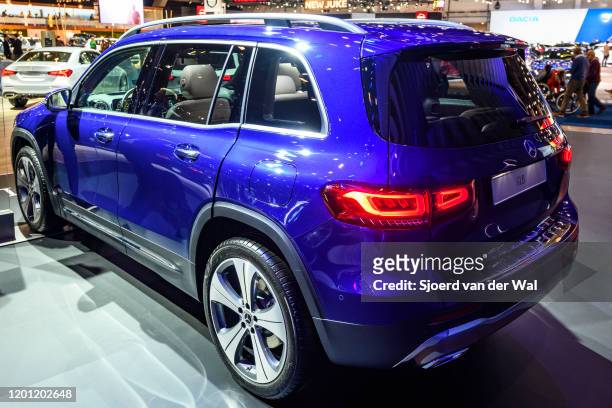 Mercedes-Benz GLB Class subcompact crossover SUV car on display at Brussels Expo on January 9, 2020 in Brussels, Belgium. The new GLB-class can be...