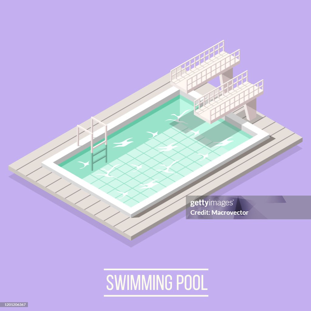 Pool Vector Set Isometric Isometric Swimming Pool Composition High-Res Vector Graphic - Getty Images