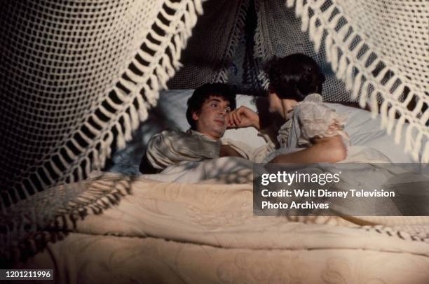 Frank Langella as John Adams, Joanna Miles as Abigail Adams appearing in the ABC tv special 'American Woman: Portraits in Courage'.