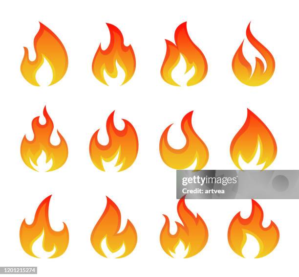 kreative abstrakte feuer logos - brennbar stock-grafiken, -clipart, -cartoons und -symbole