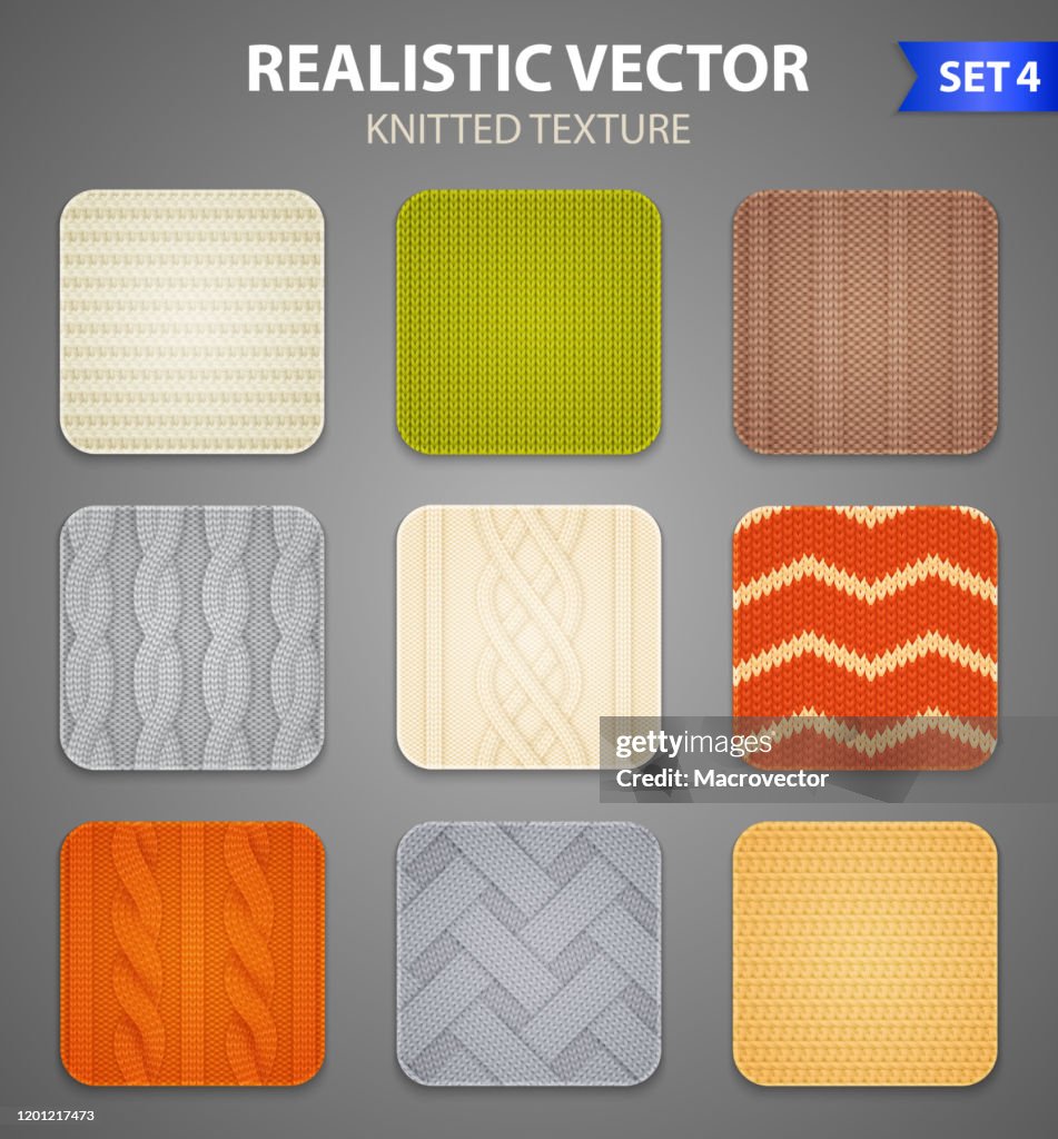 Realistic Pattern Realistic Knitted Patterns Set High-Res Vector Graphic - Getty Images